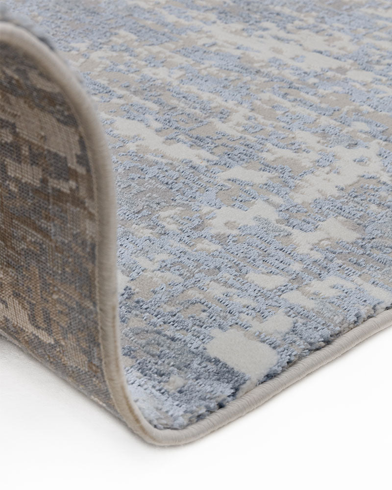 STELLAR ST09 BLUE MODERN ABSTRACT HIGH SHINE RUG