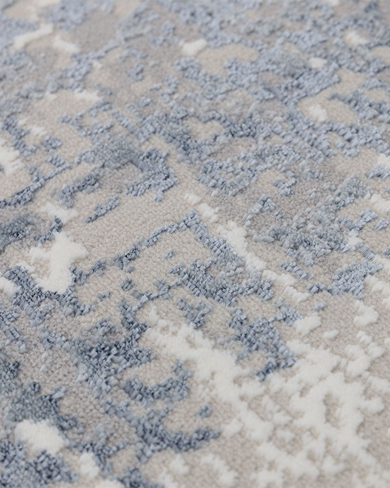 STELLAR ST09 BLUE MODERN ABSTRACT HIGH SHINE RUG