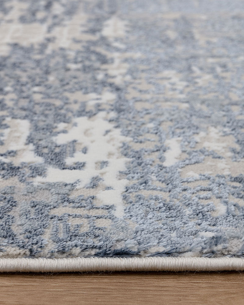 STELLAR ST09 BLUE MODERN ABSTRACT HIGH SHINE RUG