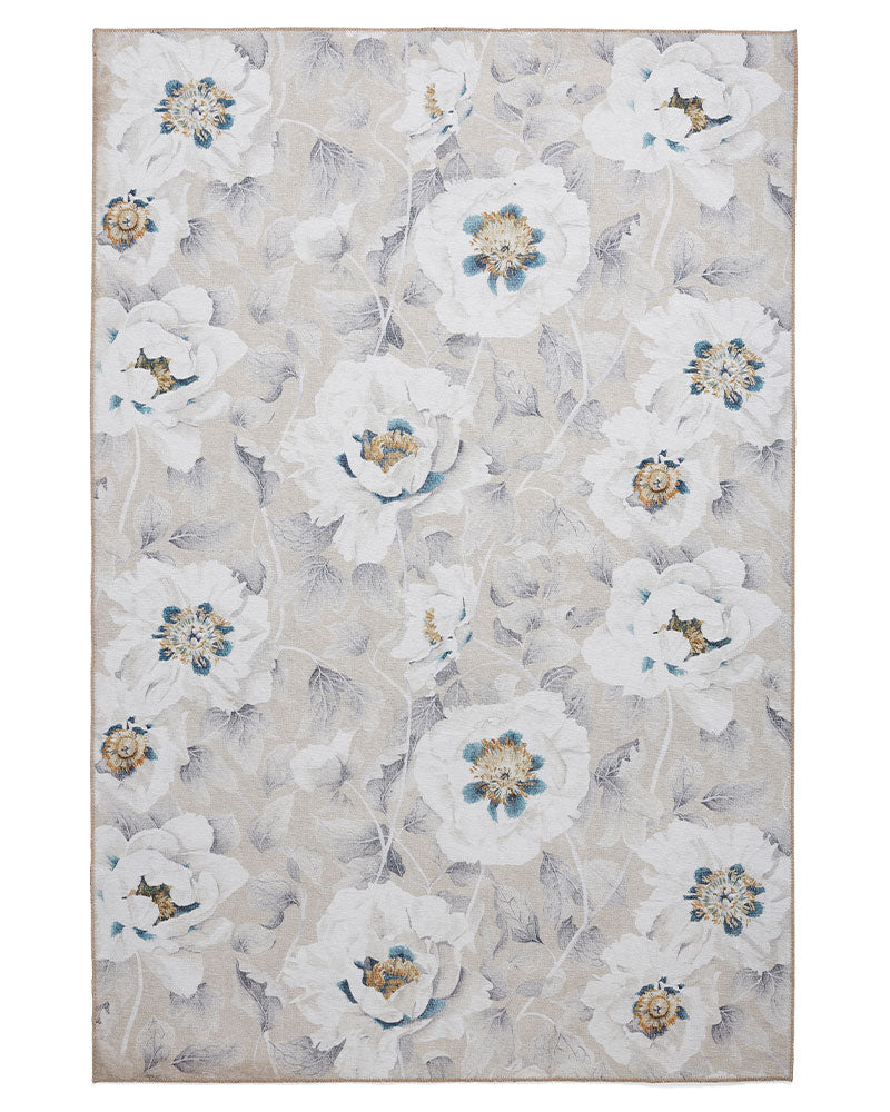 HARLEQUIN FLORENT STONE FLORAL MACHINE WASHABLE RUG