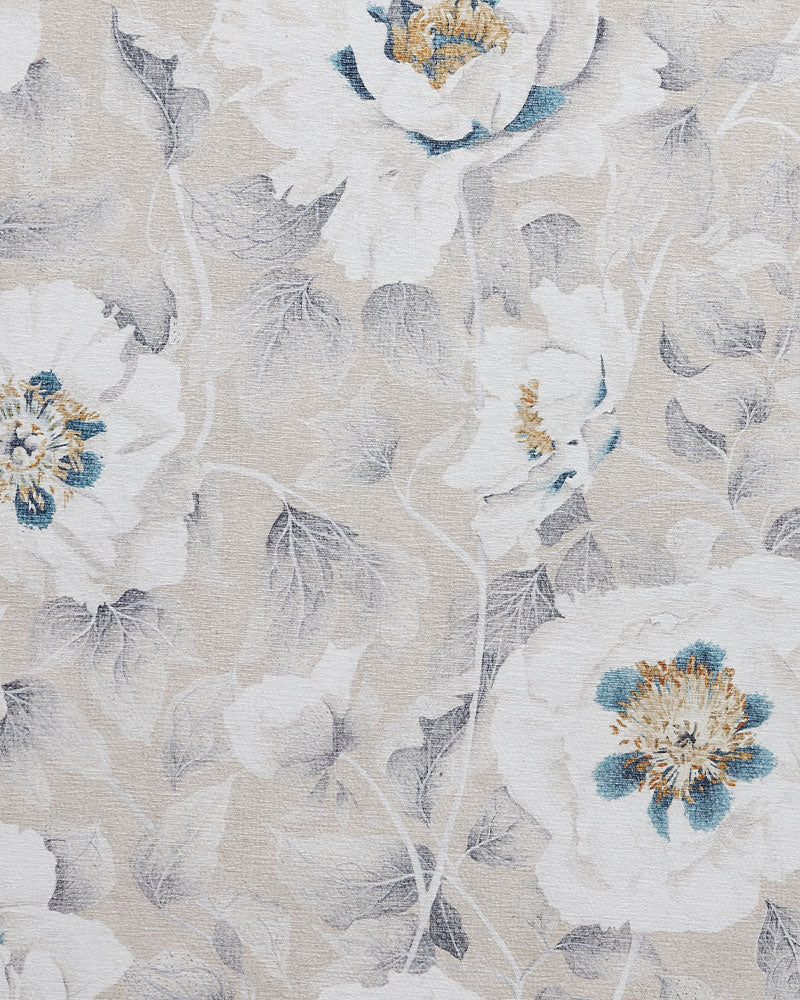 HARLEQUIN FLORENT STONE FLORAL MACHINE WASHABLE RUG