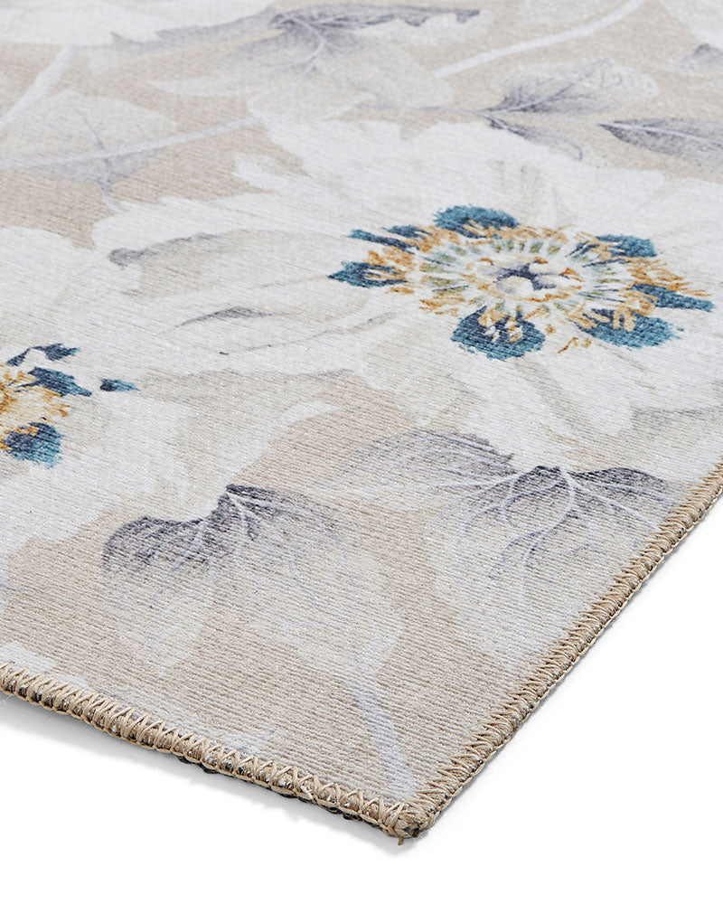 HARLEQUIN FLORENT STONE FLORAL MACHINE WASHABLE RUG