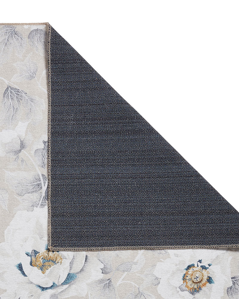 HARLEQUIN FLORENT STONE FLORAL MACHINE WASHABLE RUG