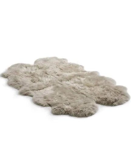 BOWRON LONGWOOL LUXURY GENUINE SHEEPSKINS STONE GOLD STAR QUALITY RUG