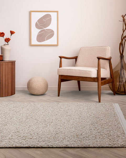 ELM TAUPE CHUNKY BOUCLE TEXTURED WOOL MIX RUG