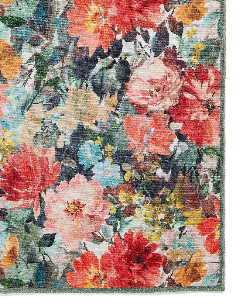 CLARKE & CLARKE TAHITI TEAL & ROUGE MACHINE WASHABLE RUG