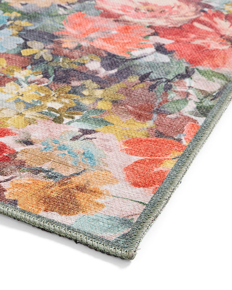 CLARKE & CLARKE TAHITI TEAL & ROUGE MACHINE WASHABLE RUG