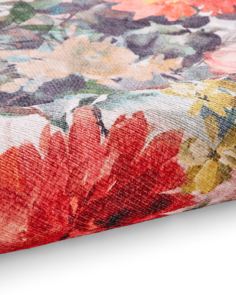 CLARKE & CLARKE TAHITI TEAL & ROUGE MACHINE WASHABLE RUG