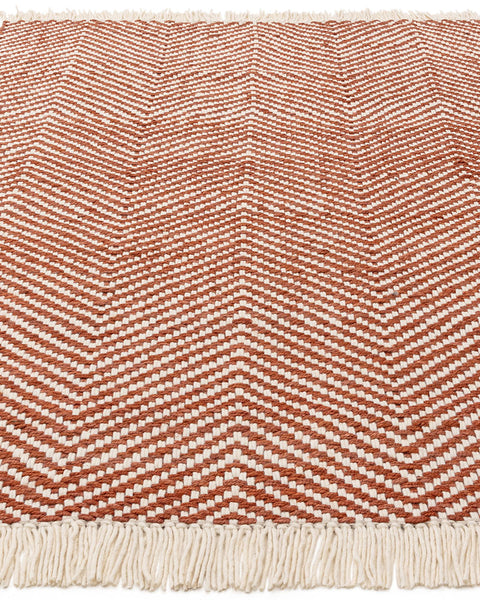 VIGO RUST REVERSABLE JUTE WOOL ZIG ZAG CHEVRON RUG