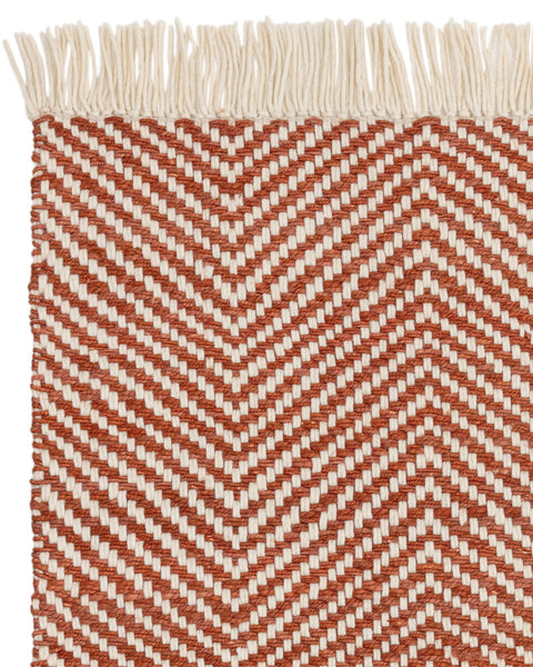 VIGO RUST REVERSABLE JUTE WOOL ZIG ZAG CHEVRON RUG