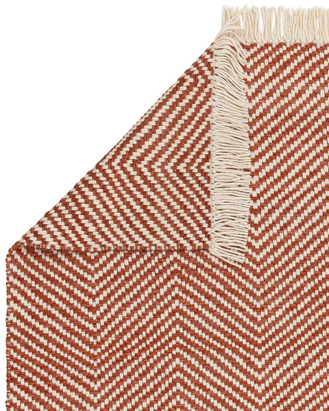 VIGO RUST REVERSABLE JUTE WOOL ZIG ZAG CHEVRON RUG