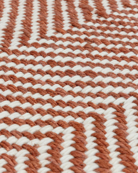 VIGO RUST REVERSABLE JUTE WOOL ZIG ZAG CHEVRON RUG