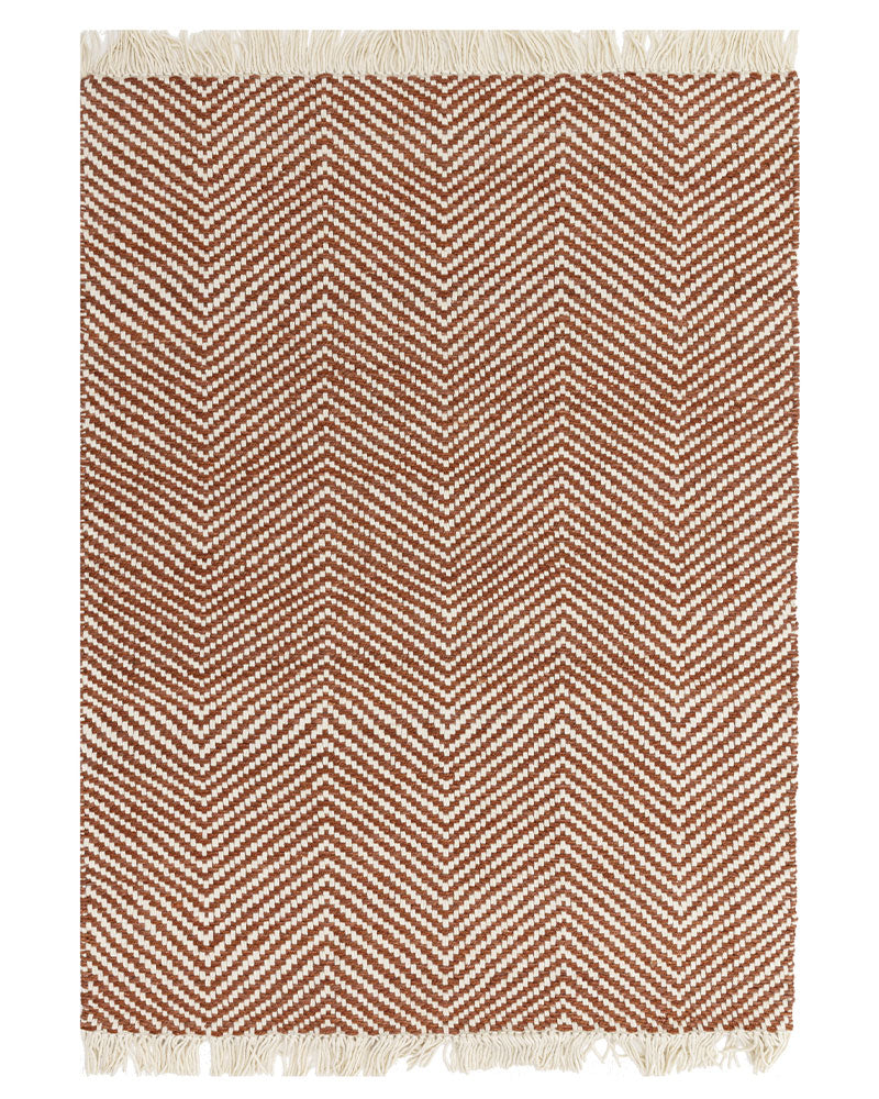 VIGO RUST REVERSABLE JUTE WOOL ZIG ZAG CHEVRON RUG