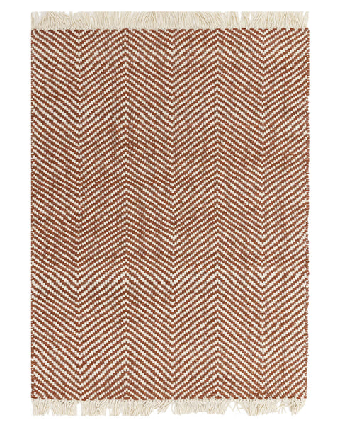 VIGO RUST REVERSABLE JUTE WOOL ZIG ZAG CHEVRON RUG