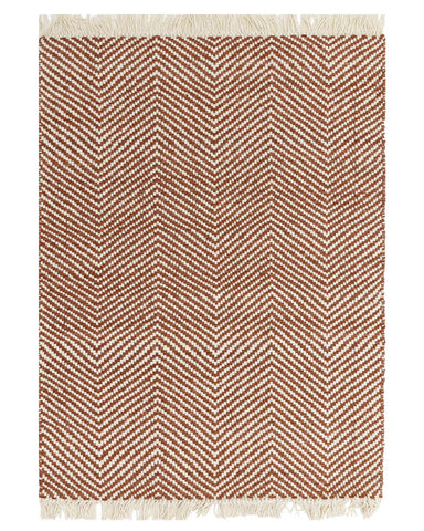 VIGO RUST REVERSABLE JUTE WOOL ZIG ZAG CHEVRON RUG