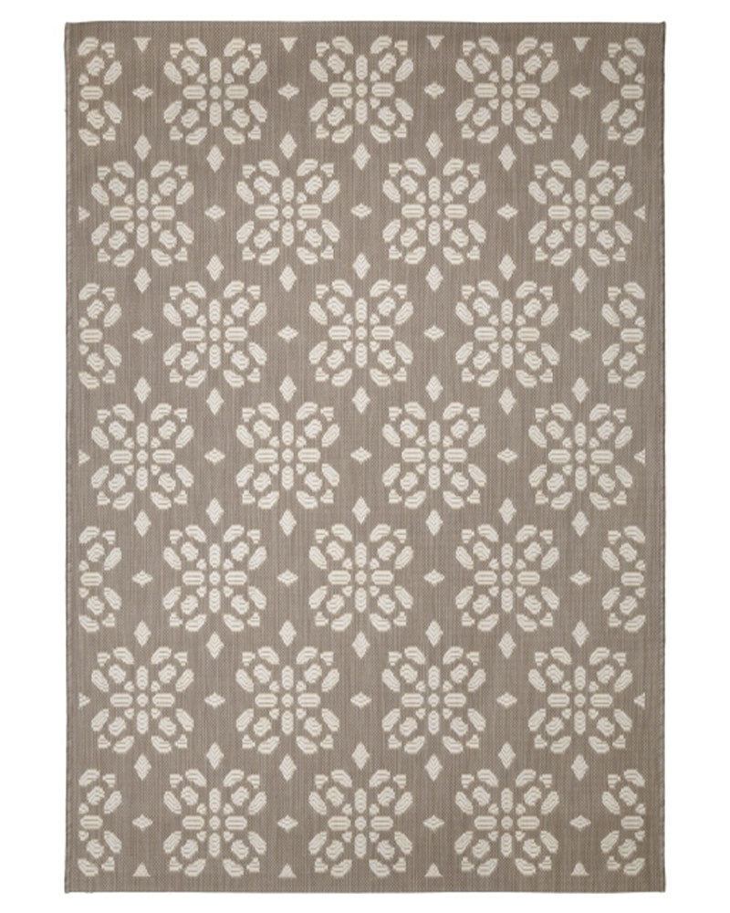NEUTRAL TILE TAUPE INDOOR / OUTDOOR FLATWEAVE RUG
