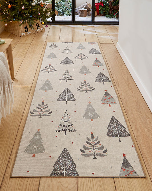 CHRISTMAS TREE WASHABLE  RUNNER & MAT SET