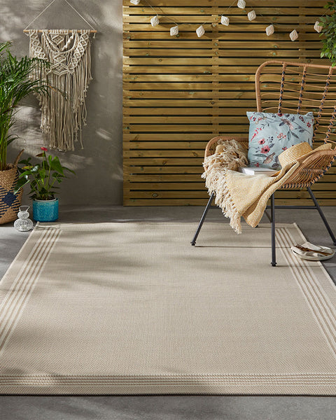 TERRAZZO TRZ02 BORDER INDOOR OUTDOOR RUG NATURAL BEIGE