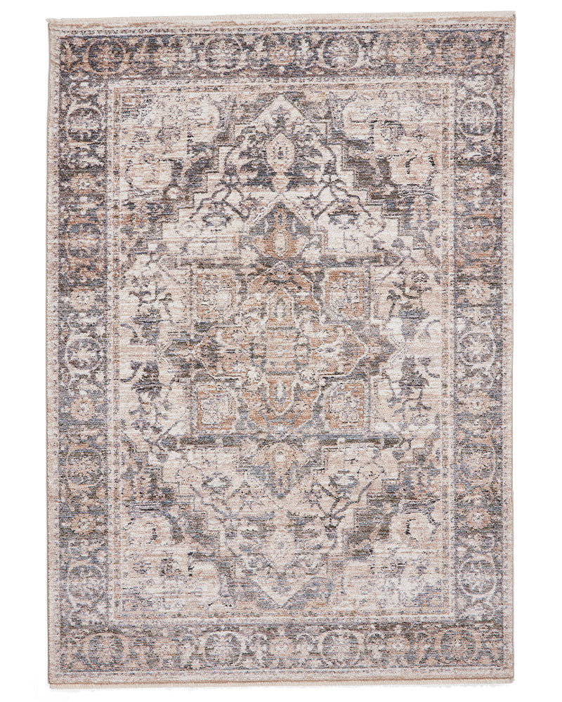 VINTAGE 35018 GREEN TRADITIONAL DISTRESSED STYLE MEDALLION BORDER RUG