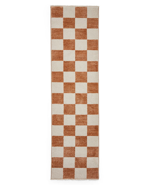 BALTIMORE WALNUT BROWN 66618 MODERN CHECKERBOARD RUG