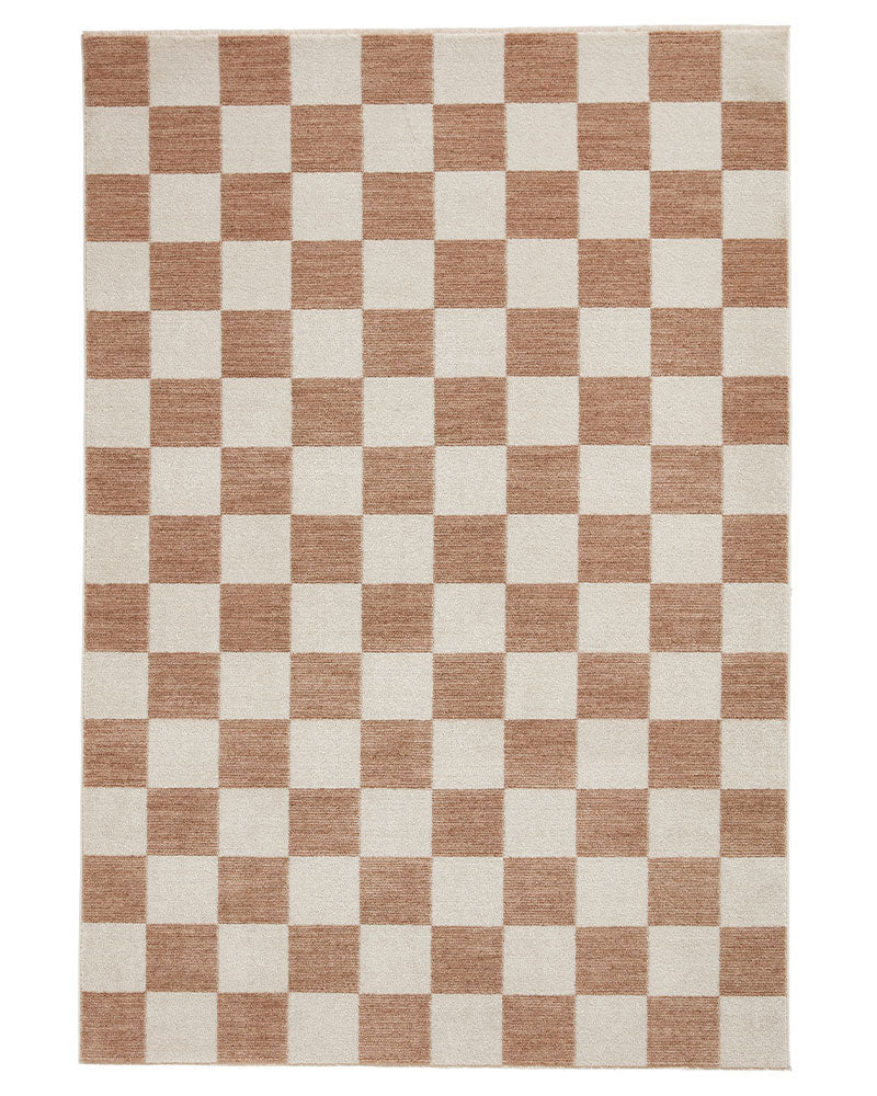 BALTIMORE WALNUT BROWN 66618 MODERN CHECKERBOARD RUG