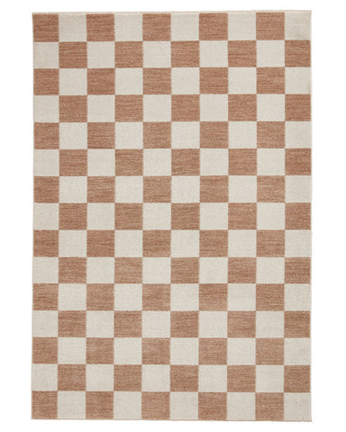 BALTIMORE WALNUT BROWN 66618 MODERN CHECKERBOARD RUG