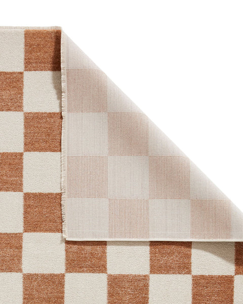 BALTIMORE WALNUT BROWN 66618 MODERN CHECKERBOARD RUG