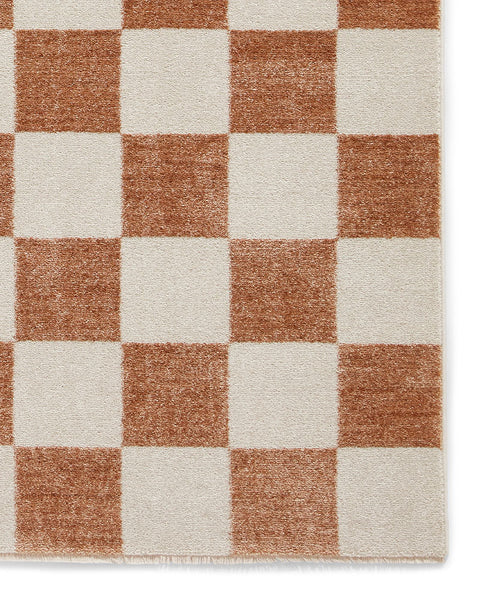 BALTIMORE WALNUT BROWN 66618 MODERN CHECKERBOARD RUG