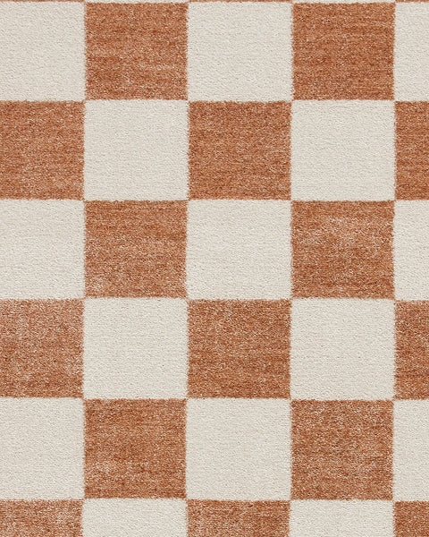 BALTIMORE WALNUT BROWN 66618 MODERN CHECKERBOARD RUG