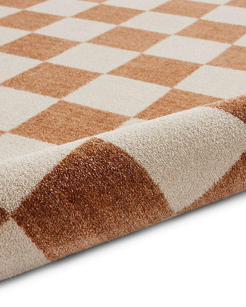 BALTIMORE WALNUT BROWN 66618 MODERN CHECKERBOARD RUG