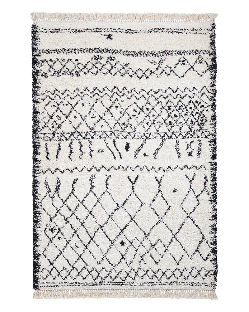 BOHO 5402 BLACK WHITE MOROCCAN BERBER SHAGGY MODERN