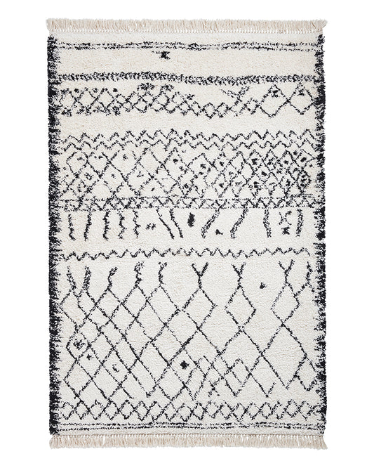 BOHO 5402 BLACK WHITE MOROCCAN BERBER SHAGGY MODERN