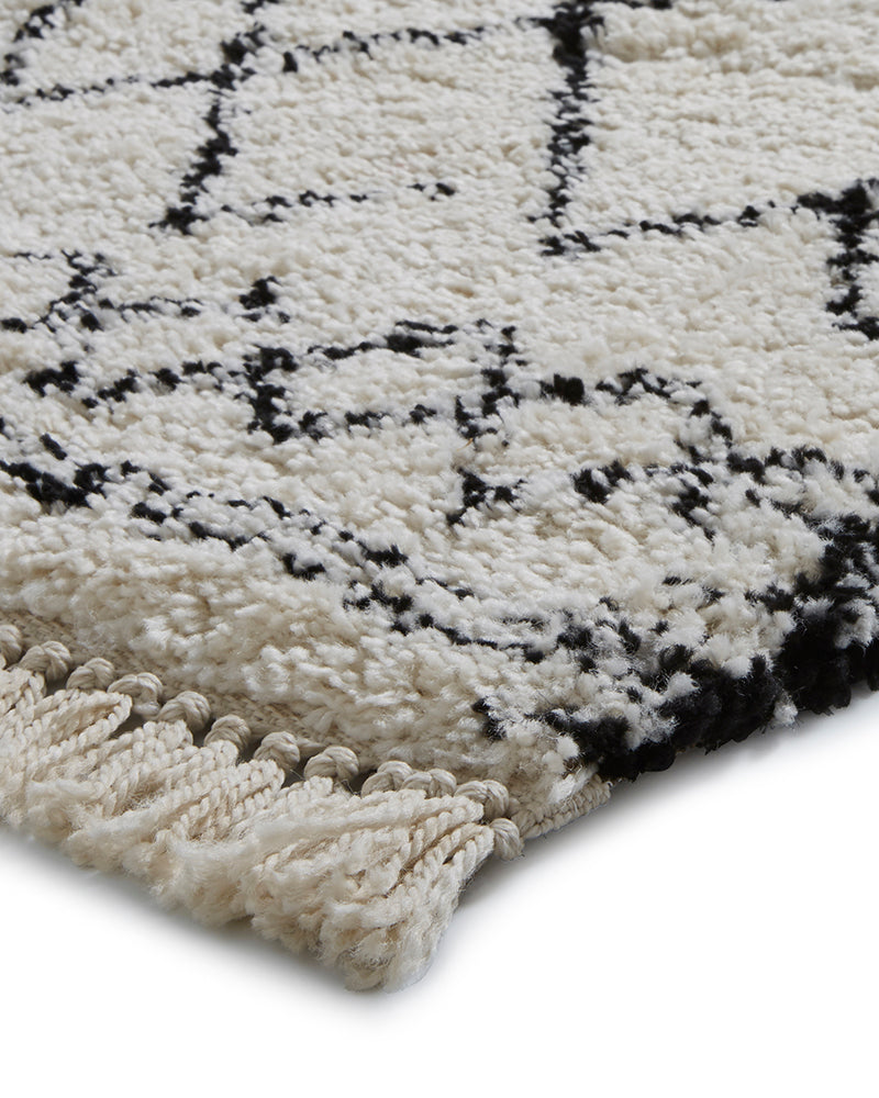BOHO 5402 BLACK WHITE MOROCCAN BERBER SHAGGY MODERN