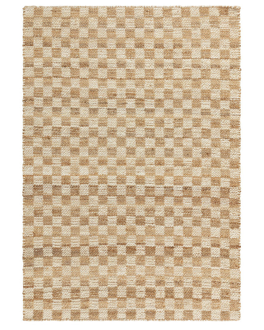 NATURI NATURAL BEIGE CHECKERBOARD JUTE RUG (PRE-ORDER)