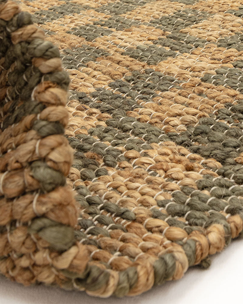 NATURI NATURAL OLIVE GREEN CHECKERBOARD JUTE RUG (PRE-ORDER)
