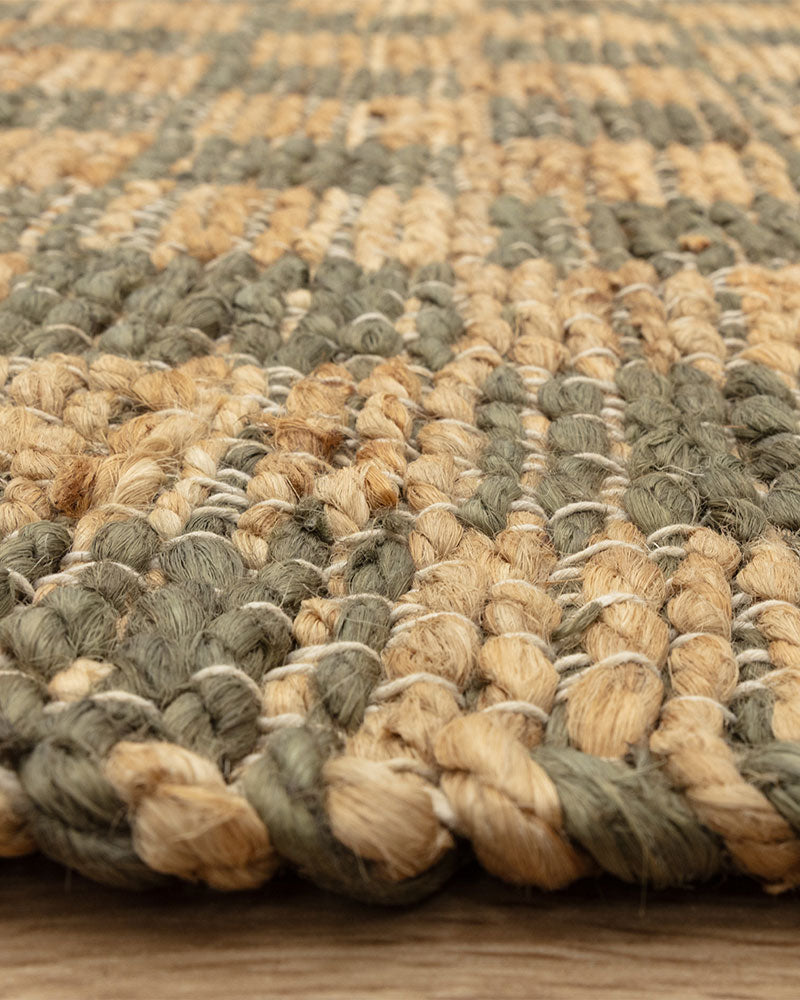 NATURI NATURAL OLIVE GREEN CHECKERBOARD JUTE RUG (PRE-ORDER)