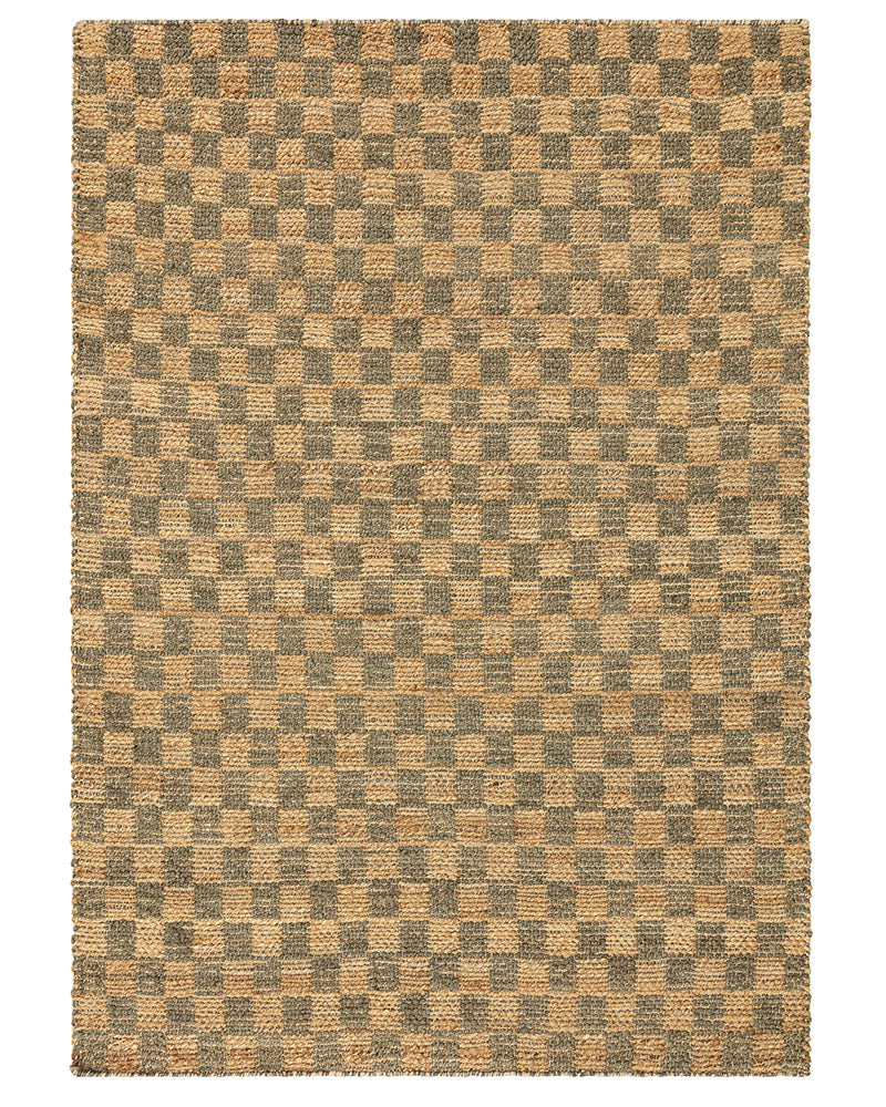 NATURI NATURAL OLIVE GREEN CHECKERBOARD JUTE RUG (PRE-ORDER)