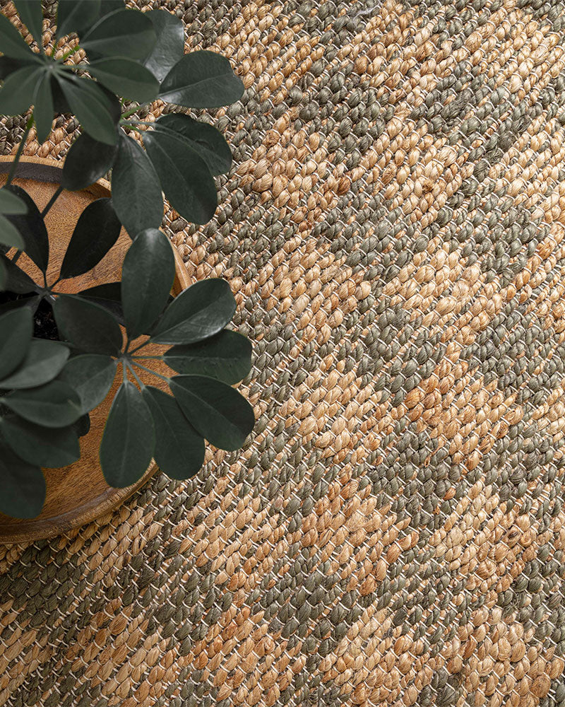 NATURI NATURAL OLIVE GREEN CHECKERBOARD JUTE RUG (PRE-ORDER)