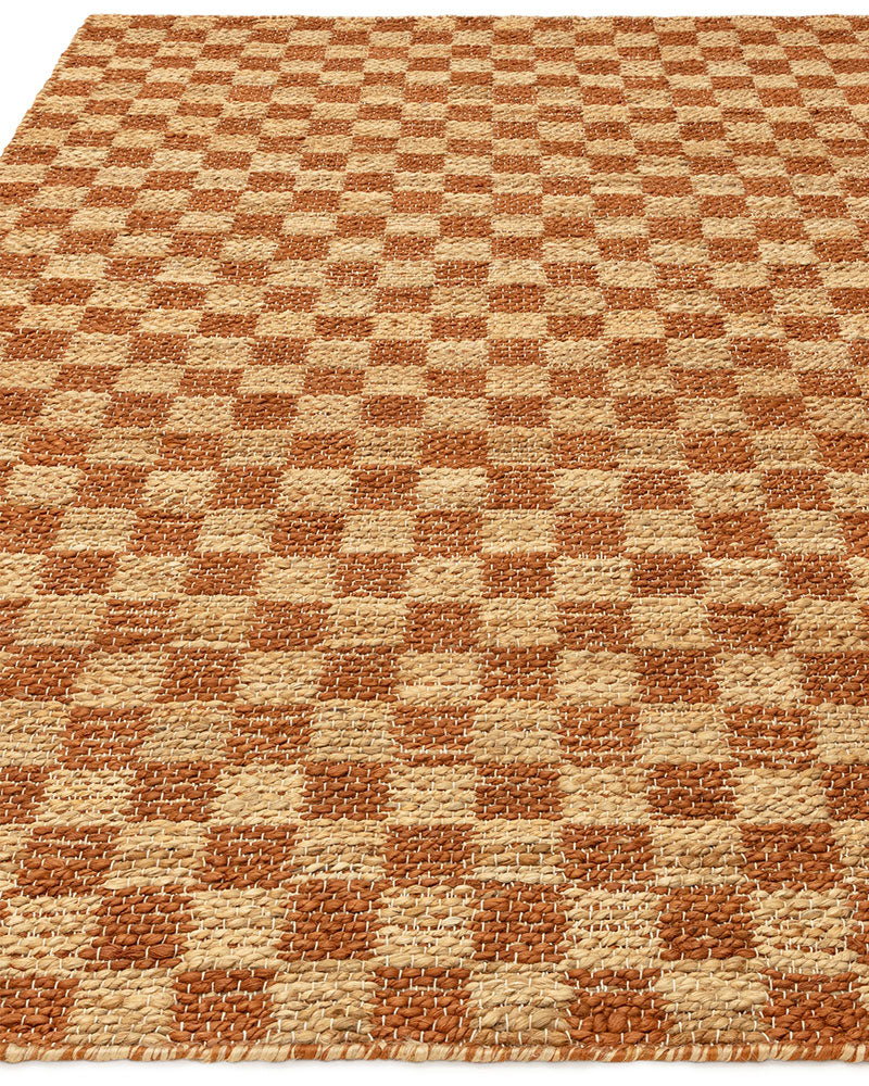 NATURI NATURAL RUST CHECKERBOARD JUTE RUG (PRE-ORDER)