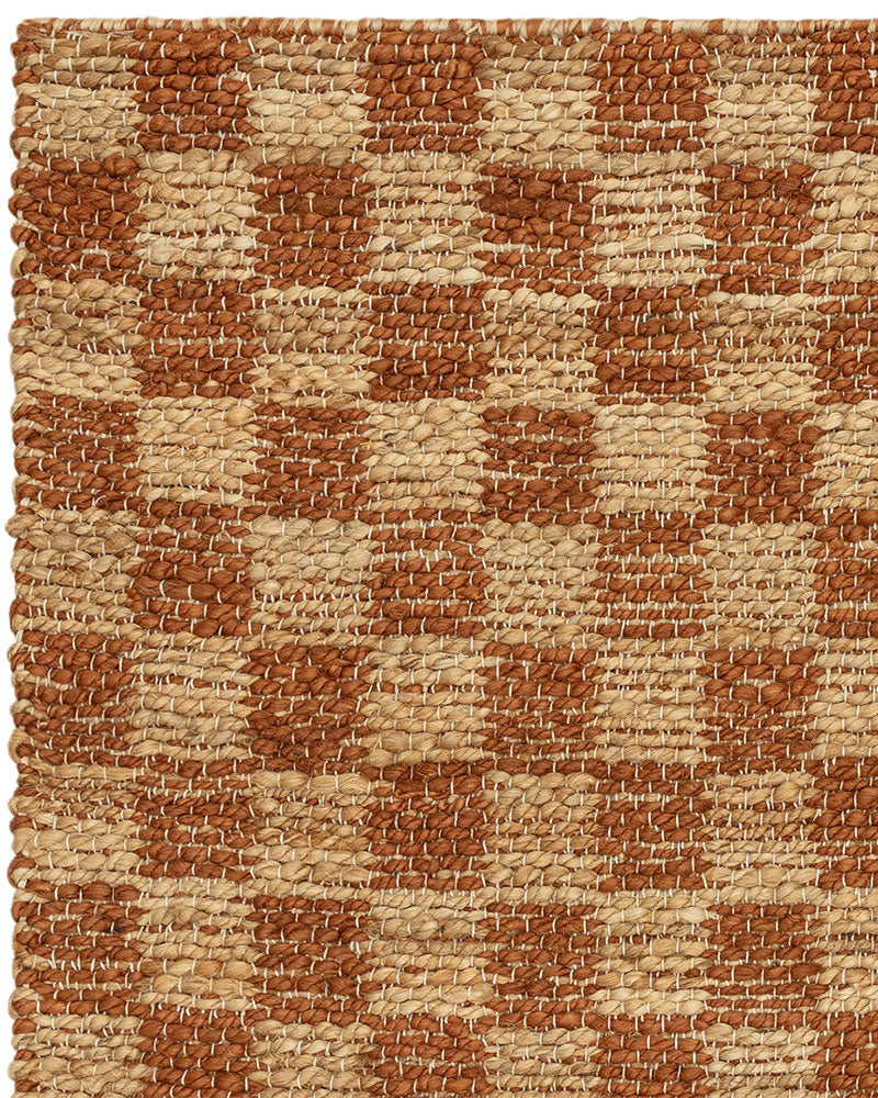 NATURI NATURAL RUST CHECKERBOARD JUTE RUG (PRE-ORDER)