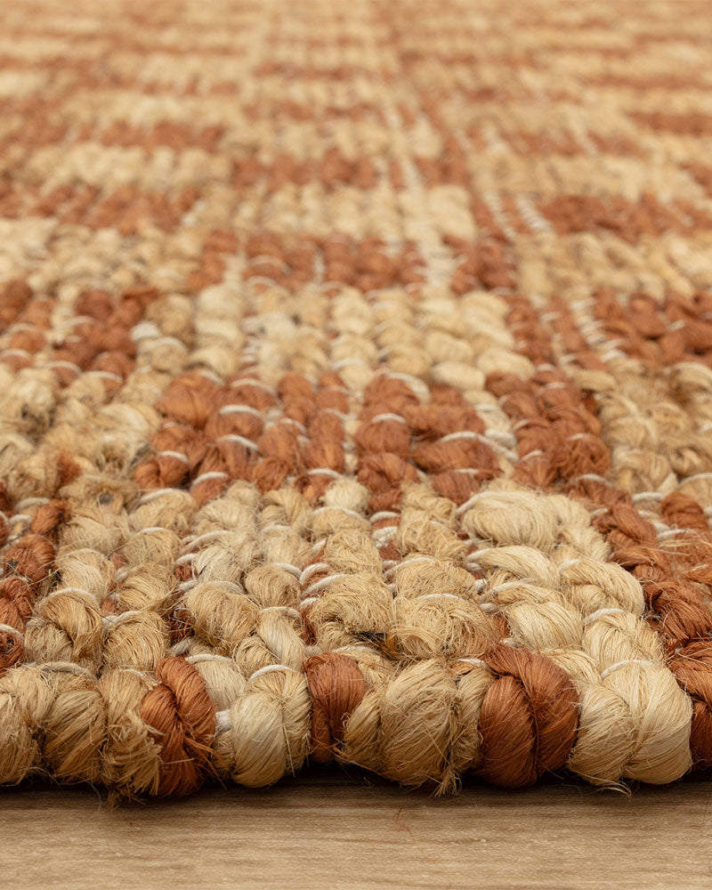 NATURI NATURAL RUST CHECKERBOARD JUTE RUG (PRE-ORDER)
