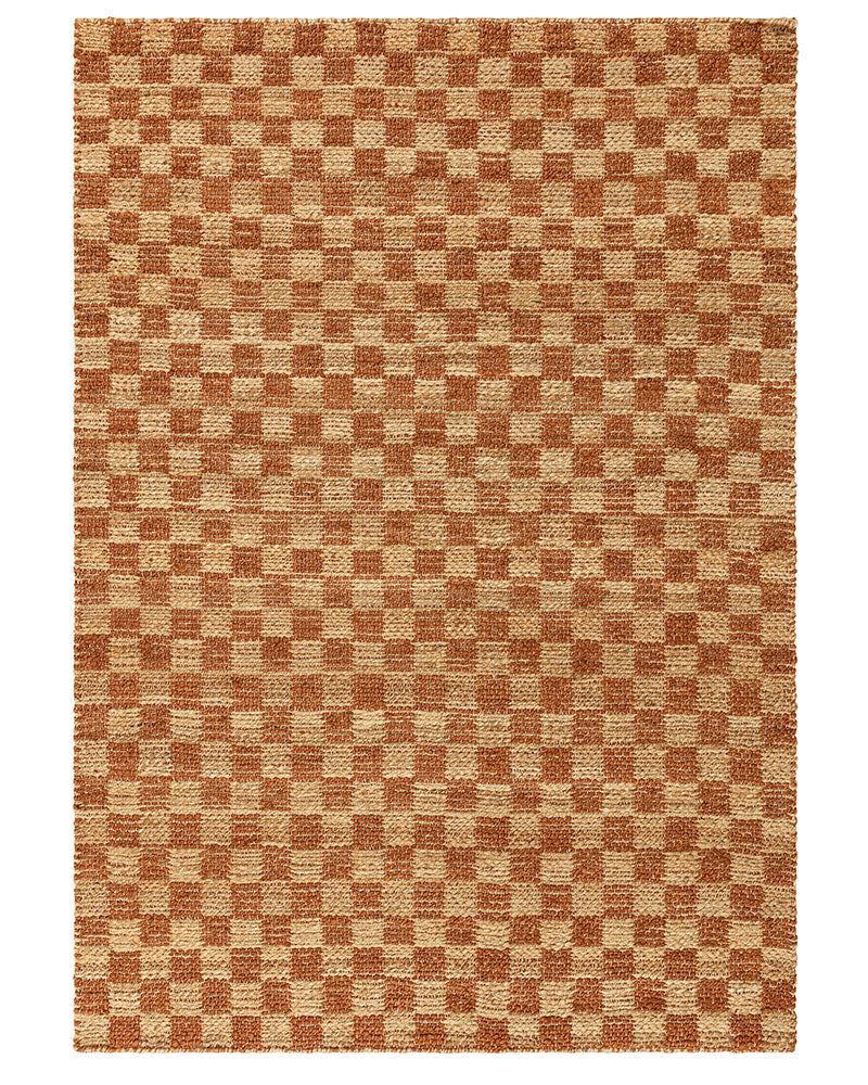 NATURI NATURAL RUST CHECKERBOARD JUTE RUG (PRE-ORDER)