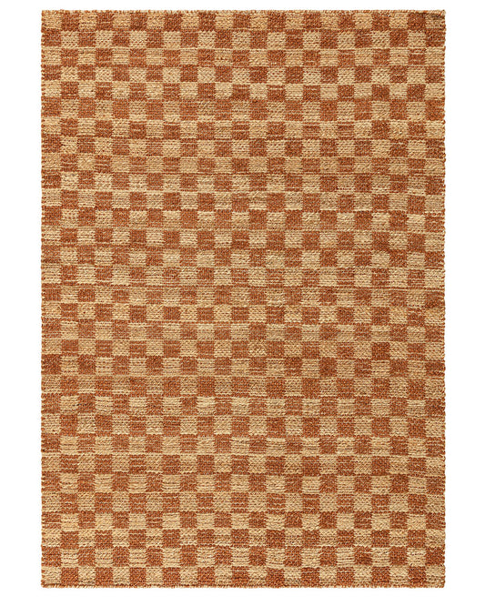 NATURI NATURAL RUST CHECKERBOARD JUTE RUG (PRE-ORDER)