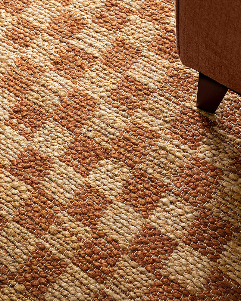 NATURI NATURAL RUST CHECKERBOARD JUTE RUG (PRE-ORDER)