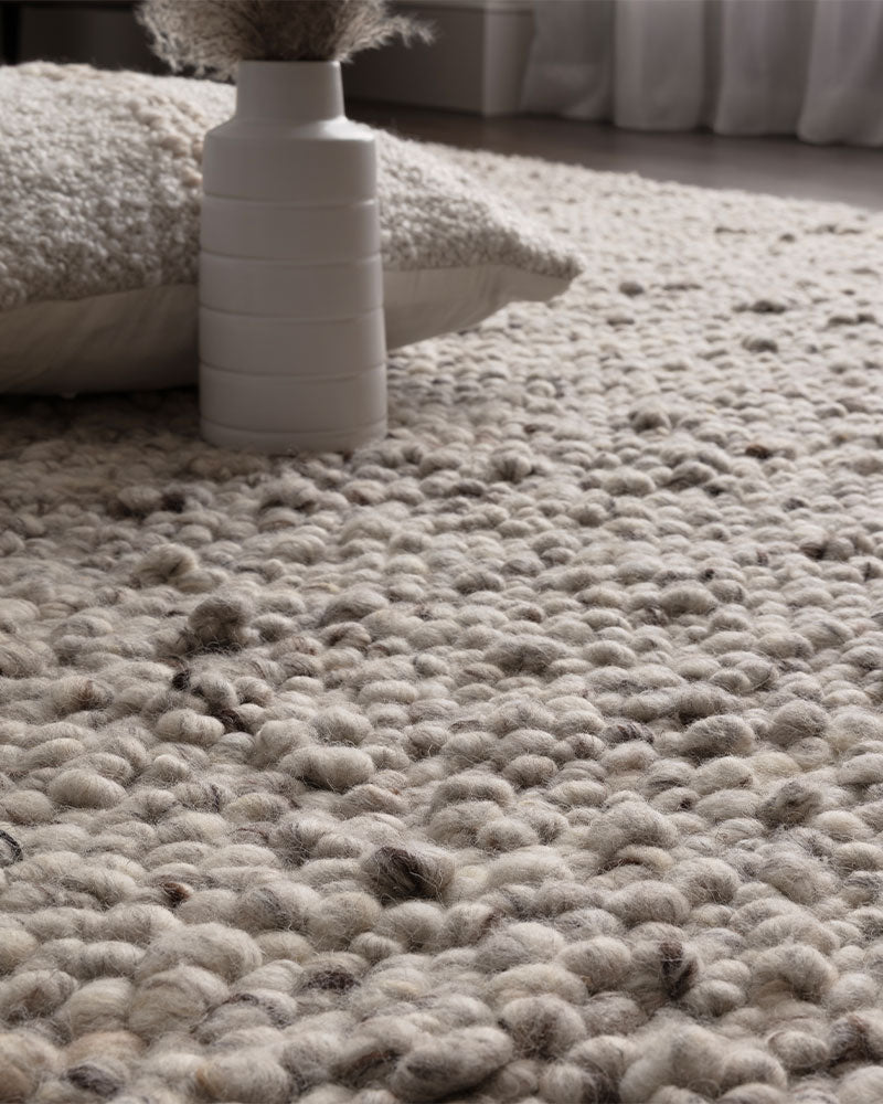 ADLER SILVER GREY NATURAL WOOL LOOP RUG