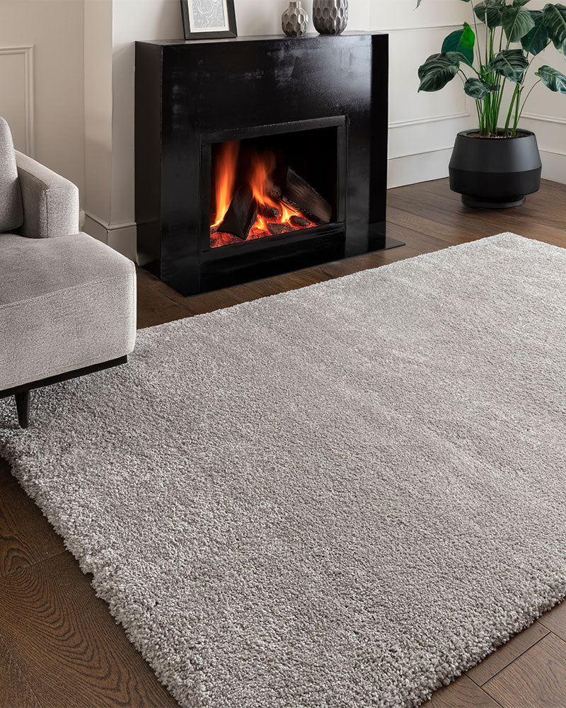 ATLAS SILVER GREY THICK SHAGGY RUG