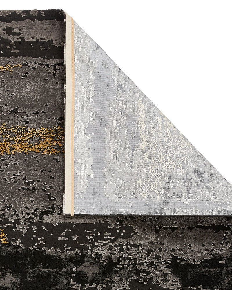 CRAFT 19788 BLACK GOLD MARBLE ABSTRACT RUG