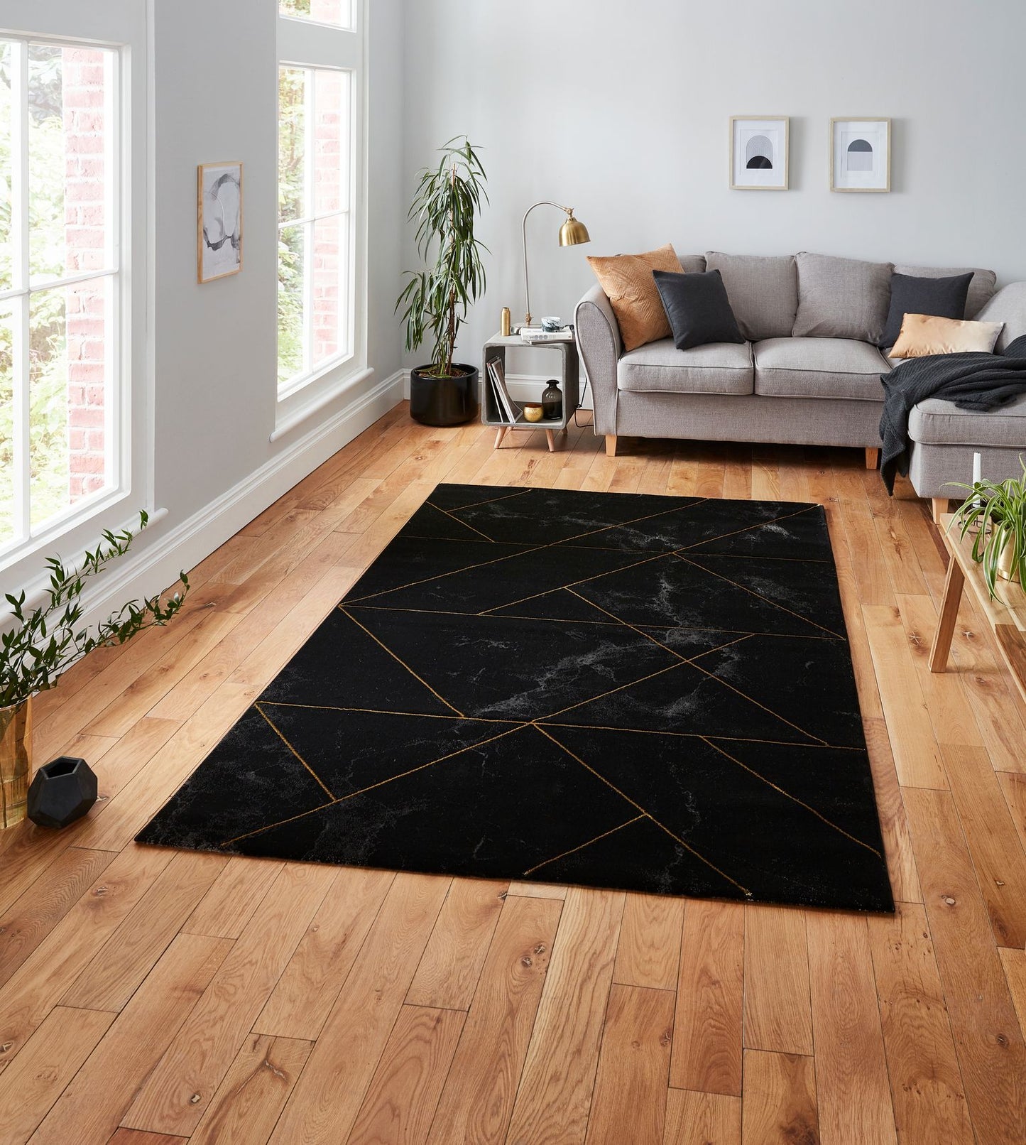CRAFT 23299 BLACK GOLD GEOMETRIC RUG