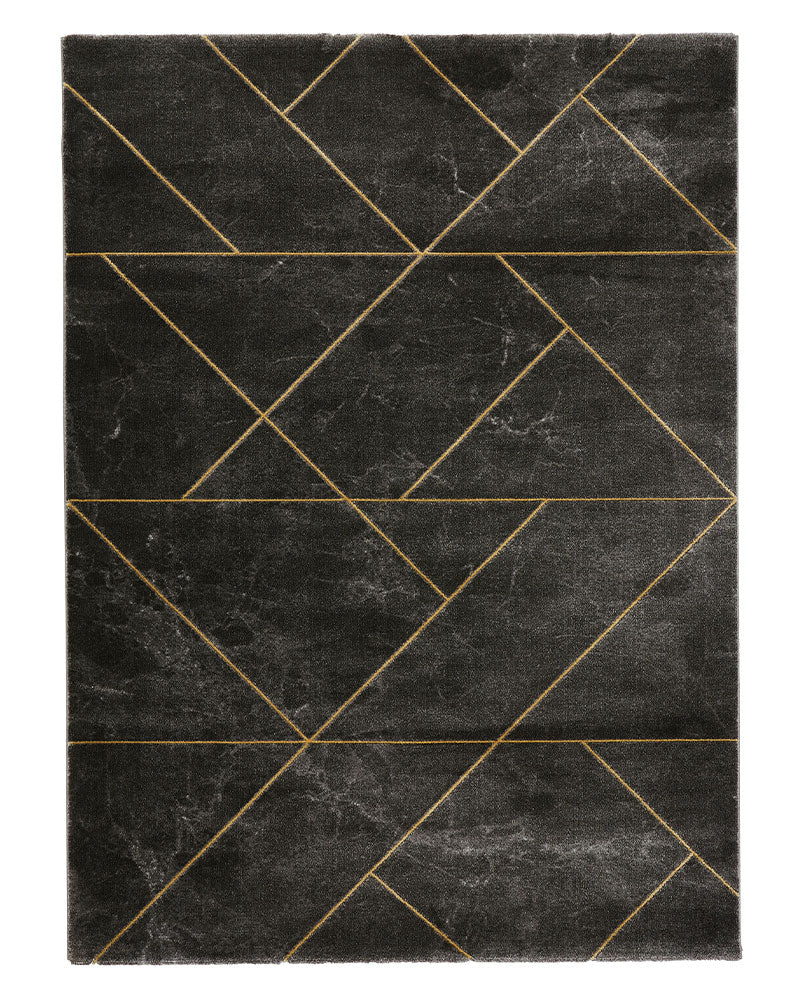 CRAFT 23486 DARK GREY GOLD GEOMETRIC MARBLE RUG