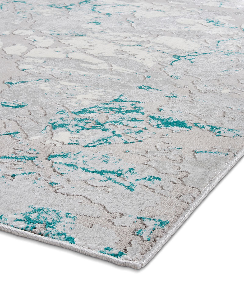 APOLLO 2677 GREY GREEN METALLIC ABSTRACT RUG